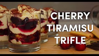 CHERRY TIRAMISU TRIFLE  BLACK FOREST PARFAIT  NO BAKE DESSERT [upl. by Wit750]