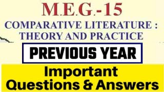 🔥 Comparative Literature Theory and practice MEG15 Most Important Previous year Question Paper [upl. by Kaltman663]