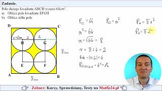 Pole kwadratu i pole koła  MatFiz24pl 👈 [upl. by Yursa703]