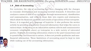 Role of Accounting  Chapter 1 Introduction to Accounting  NCERT class 11 financial accounting [upl. by Yllib880]