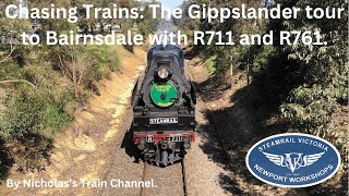 Chasing Trains  Steamrail Victoria The Gippslander tour with R761 and R711 13102024 [upl. by Titus519]