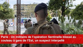 Paris  Un militaire de l’opération Sentinelle blessé au couteau à gare de l’Est [upl. by Ronald]