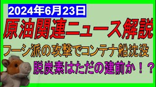 フーシ派の攻撃でコンテナ船が沈没！脱炭素という建前！ WTI原油先物価格見通し 2024年6月23日時点 [upl. by Ciccia]