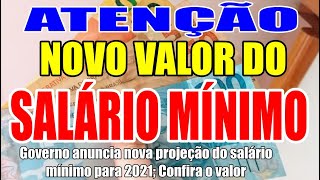 NOVO SALÁRIO MÍNIMO PARA 2021 GOVERNO ANUNCIA NOVA PROJEÇÃO DO SALÁRIO MÍNIMO [upl. by Eiznekam43]