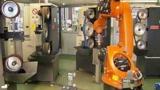 Grinding and polishing of implants with a KUKA robot [upl. by Dihaz]