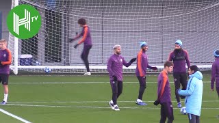 Man City v Hoffenheim  Raheem Sterling amp Kevin De Bryne train ahead of Hoffenheim clash [upl. by Dory]