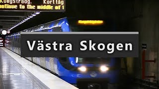 Västra Skogen Station Stockholms Tunnelbana med c20 tåg [upl. by Ybor]