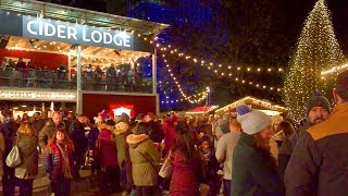 LONDON WALK  South Bank at Christmas incl Winter Market and Rekorderlig Cider Lodge  England [upl. by Airotahs]