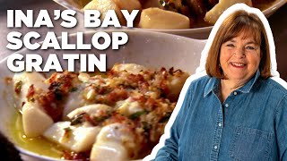 Ina Gartens Bay Scallop Gratin  Barefoot Contessa  Food Network [upl. by Ainez]