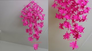 New Jhumar With Craft Paper Design Ideas ll Paper Craft Ideas Easy At Home Wall Hanging [upl. by Marne]