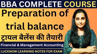 Preparation of trial balance  Trail Balance in hindi  Financial amp Management Accounting bba [upl. by Ayanaj160]