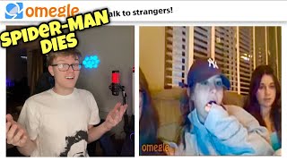 Spoiling Spiderman No Way Home ON OMEGLE fake spoiler prank [upl. by Yrrol]