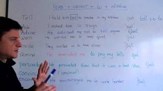 Reporting verbs Lesson 5  verb  object  to  infinitive [upl. by Adamson]