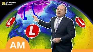 Canadas National Forecast Coastal Storms and Snowy Weekend on the Prairies  WeatherAM [upl. by Scully]