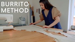 Burrito Method Tutorial  Sewing the Ora Pinafore Dress Pattern [upl. by Alliuqat]