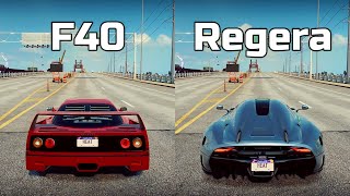 NFS Heat Ferrari F40 vs Koenigsegg Regera  Drag Race [upl. by Luce151]