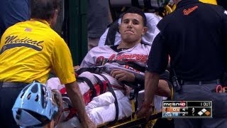 Machado injures knee exits on stretcher [upl. by Gherardo571]