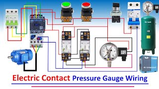 Electric contact pressure gauge wiring air compressor pressure gauge control  pressure switch [upl. by Patten]