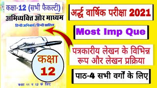 पत्रकारीय लेखन के विभिन्न रूप और लेखन प्रक्रिया  Imp Que Ans  पाठ4 अभिव्यक्ति और माध्यम Class 12 [upl. by Adianez]