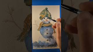 2 bonhomme de neige aquarellefacile watercolorpainting art watercolors [upl. by Lamej]