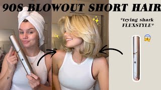 HOW TO 90s Blowout for Short Hair  Shoulder Length  Trying Shark Flexstyle [upl. by Runck]