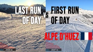 4K Skiing Alpe dHuez Last Run of Day vs First Run of Day France GoPro HERO11 [upl. by Suiravaj]