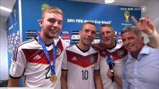 WM 2014 Finale Poldi amp Schweini geilstes Interview EVER dissen Mehmet Scholl J [upl. by Dame858]