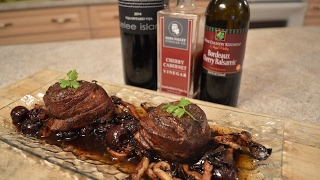 Pan Seared BaconWrapped Wild Boar Medallions  Oyster Mushroom amp Bordeaux Cherry Balsamic Sauce [upl. by Stila]