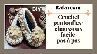 Crochet Pantoufles Chaussons facile Pas à Pas part 2 [upl. by Elyc535]