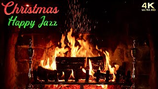 🔥 Christmas Fireplace w Happy Jazz Christmas Music 🔥 Instrumental Upbeat Christmas Jazz Ambience [upl. by Lipcombe]