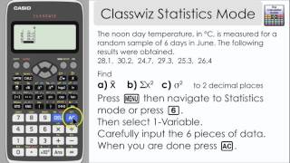 Casio Classwiz fx991EX Statistics  Find Mean Variance Standard Deviation amp Summary Statistics [upl. by Petuu]