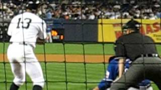 Yankees Stadium  6209  Mark Teixeira gets hit with a pitch ARod up at bat as well [upl. by Ihsar557]