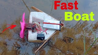 How to make a Boat with DC motor  simple fast speed boat at home [upl. by Edualc931]