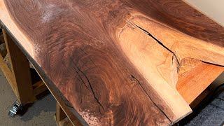 Sanding a Black Walnut Slab [upl. by Ayahsey]