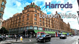 London Walks Harrods 23 Aug 2024  Exclusive shopping street Guess Harvey Nichols Knightsbridge [upl. by Erihppas]