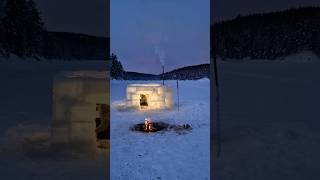 Making an ice hotel in wolfland 🐺❄ shorts igloo bushcraft survival [upl. by Hugibert]