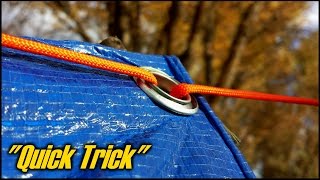 How To Setup A Tarp Using No Knots  quotQuick Trickquot [upl. by Holmen]