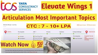 TCS Wings 1 Articulation Important Topics  tcs wings 1 lattest update job tcs itjobs freshers [upl. by Mashe]