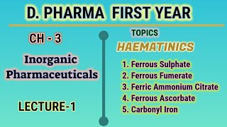 HaematinicsInorganic pharmaceuticalsL1CH3DPharm first year [upl. by Aletse]