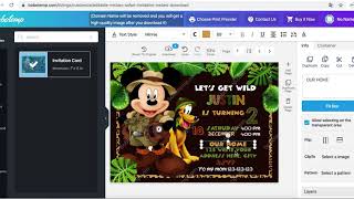 How to make a Mickey safari Birthday Invitation for Boy step by step on wwwbobotempcom [upl. by Airetas]