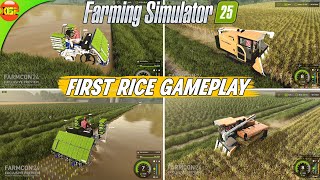 Farming Simulator 25 Gameplay  Rice Planting and Harvesting Gameplay [upl. by Ahsertal317]