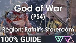 God of War PS4  100 Guide Fafnirs Storeroom Completion Walkthrough [upl. by Desma]