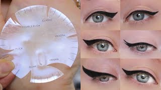 Winged Eyeliner Tutorial  6 Different Styles ONE Stencil [upl. by Jenkins230]