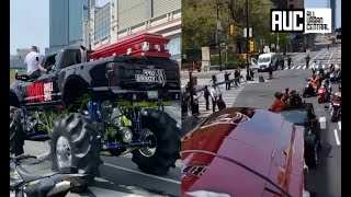 Ruff Ryders Takes DMX Casket On One Last Ride Around New York In Monster Truck After Funeral [upl. by Ynettirb]