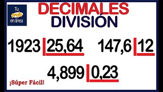 🛑DIVISIÓN DE NÚMEROS DECIMALES  🚀¡ Súper Fácil 🚀 [upl. by Dranoc]