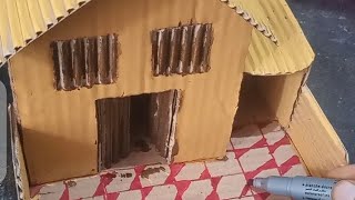 Simple Doll House 1 Room 1 Car Parkpart2cardboard doll housediy house [upl. by Haneeja687]