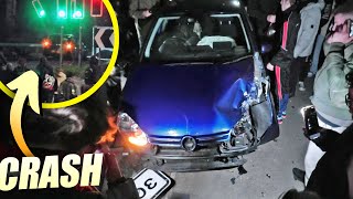 Speeding Car CRASHES into Traffic Light at Car Meet [upl. by Tierza]