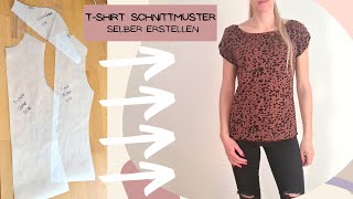 Tshirt Schnittmuster selber machen  nähen für Anfänger [upl. by Gracie]