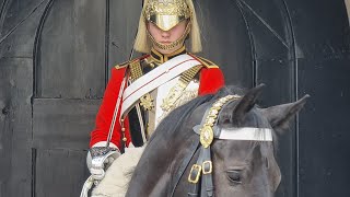 The Kings Guard on duty at Horse Guards in London [upl. by Nomyaw]