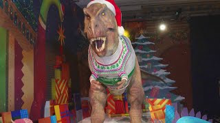 23Foot TRex Animatronic Wears Ugly Christmas Sweater [upl. by Bertha236]